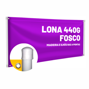 Faixa Lona 440g  4x0 Fosco Madeira nas laterais 